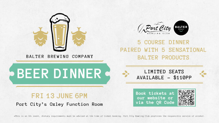 BALTER BEER DINNER&nbsp;<br>FRIDAY 13TH JUNE